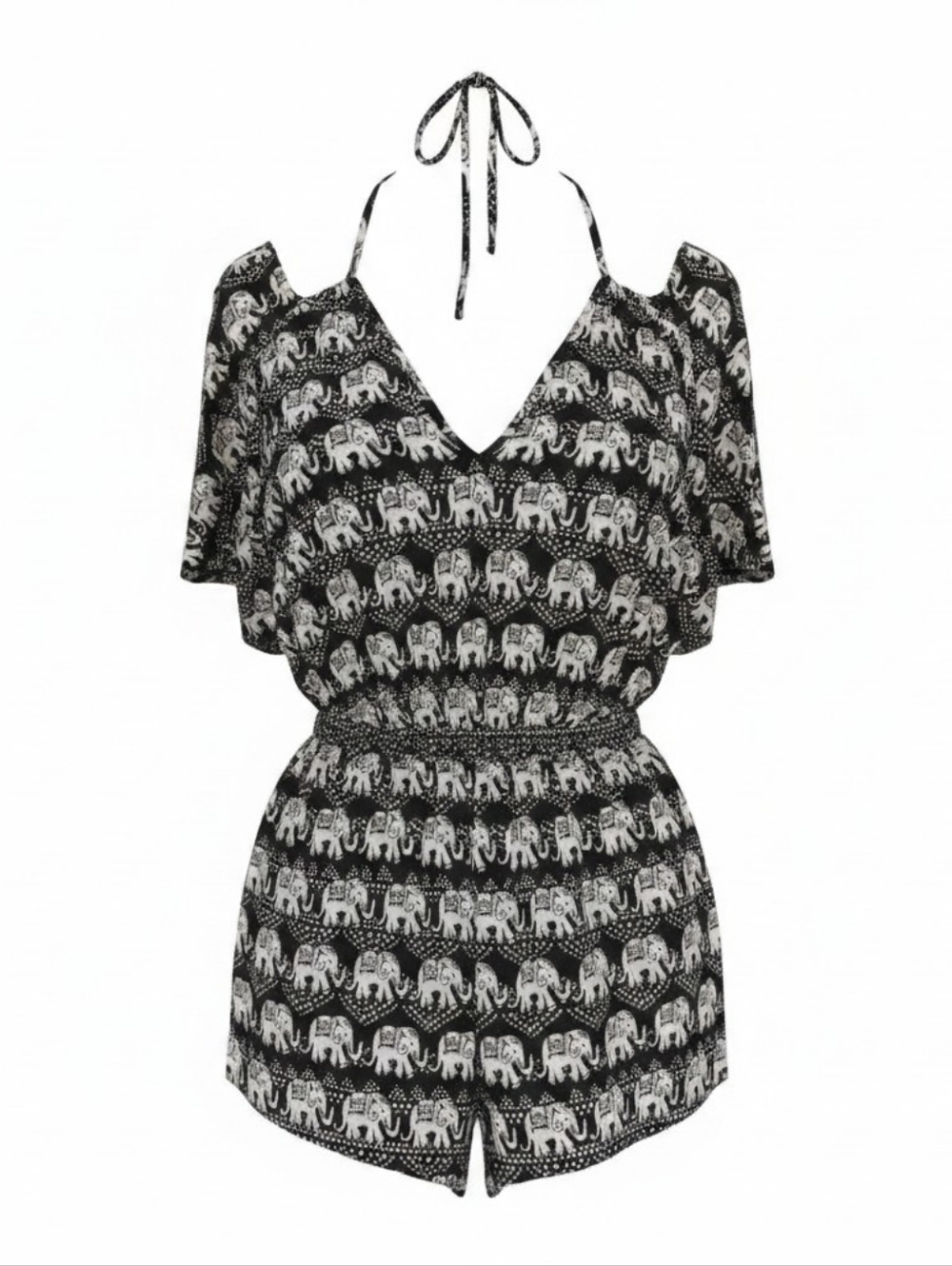 FOREVER 21 | Elephant Print V-Neck Breezy Romper Boho Festival Vacation | S‎